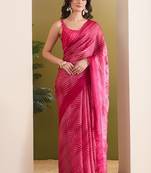 Satin ethnic motifs zari foil ready to wear saree