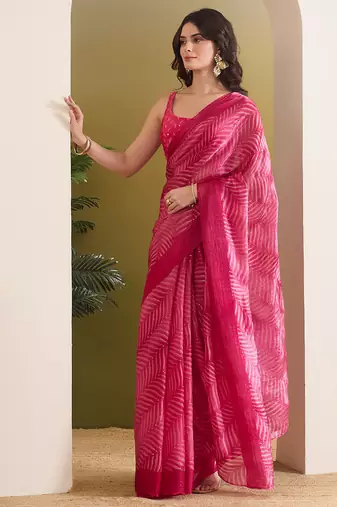 Satin ethnic motifs zari foil ready to wear saree