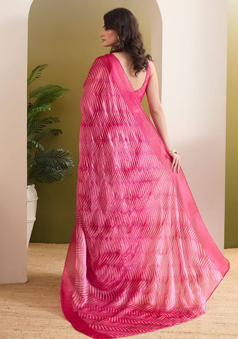 Satin ethnic motifs zari foil ready to wear saree