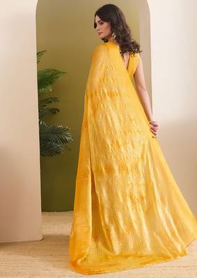 Satin ethnic motifs zari foil ready to wear saree 4