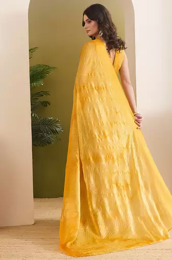 Satin ethnic motifs zari foil ready to wear saree