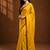 Yellow solid sari bandhani blouse print satin embellished ready to wear saree