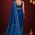 Blue satin printed border ready to wear saree