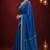 Blue satin printed border ready to wear saree