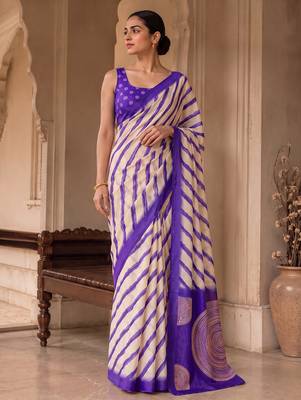 Violet pure georgette leheriya ready to wear saree 1