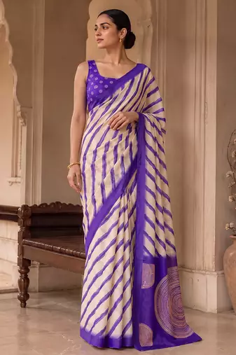 Violet pure georgette leheriya ready to wear saree