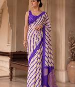 Violet pure georgette leheriya ready to wear saree