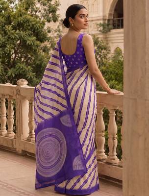 Violet pure georgette leheriya ready to wear saree 2