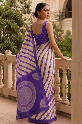 Violet pure georgette leheriya ready to wear saree