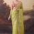 Pure silk polka dot and floral printed aari work pre-draped saree