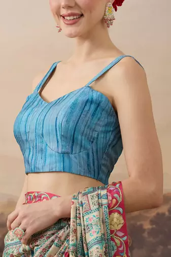 Pure silk kalamkari printed aari work pre-draped saree