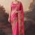 Pure silk floral printed ari work pre-draped saree