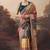 Pure silk floral printed aari work pre-draped saree