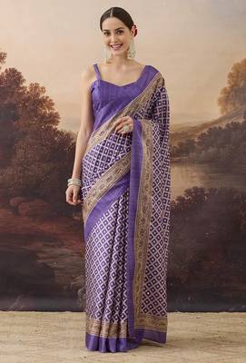 Pure silk checks printed ari work pre-draped saree 1