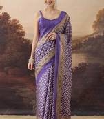 Pure silk checks printed ari work pre-draped saree