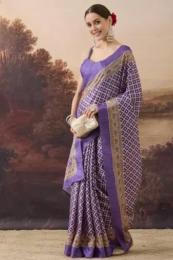 Pure silk checks printed ari work pre-draped saree