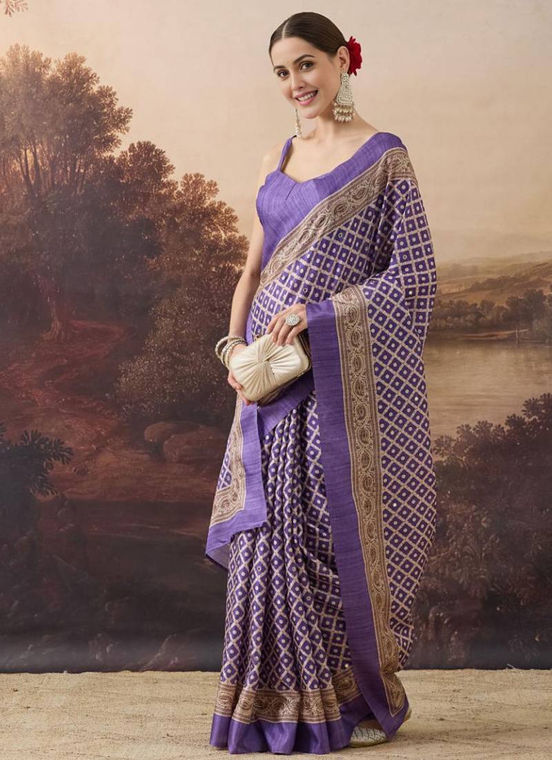 Pure silk checks printed ari work pre-draped saree