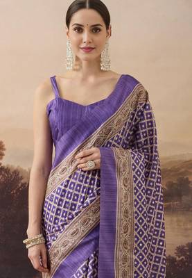 Pure silk checks printed ari work pre-draped saree 4
