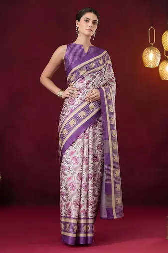 Floral printed art silk ready to wear saree