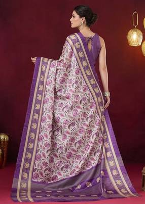 Floral printed art silk ready to wear saree 3