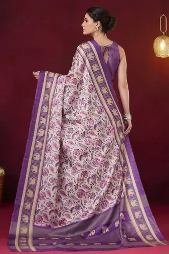 Floral printed art silk ready to wear saree