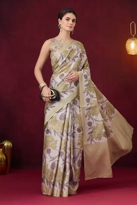 Floral printed art silk ready to wear saree 1