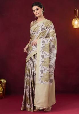 Floral printed art silk ready to wear saree 2