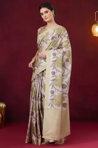 Floral printed art silk ready to wear saree