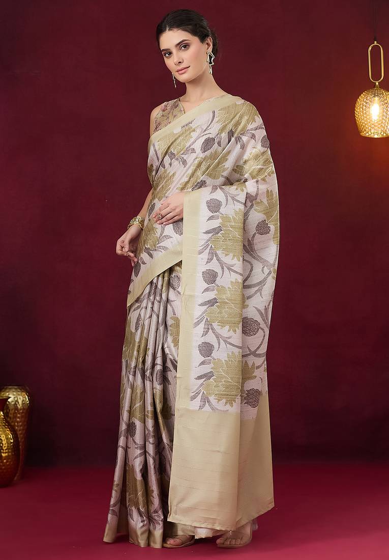 Floral printed art silk ready to wear saree