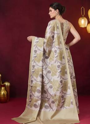Floral printed art silk ready to wear saree 3