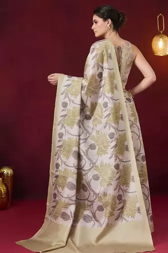 Floral printed art silk ready to wear saree