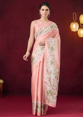 Floral printed silk blend ready to wear saree 1