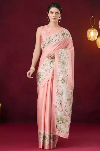 Floral printed silk blend ready to wear saree