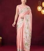 Floral printed silk blend ready to wear saree