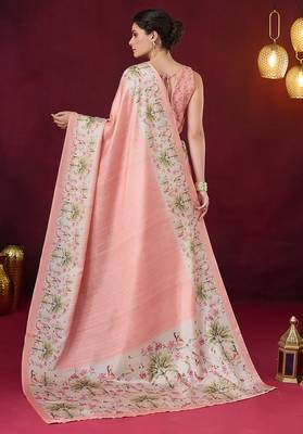 Floral printed silk blend ready to wear saree 3