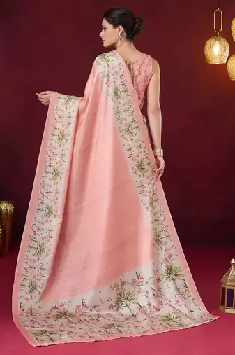 Floral printed silk blend ready to wear saree