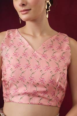 Floral printed silk blend ready to wear saree 4