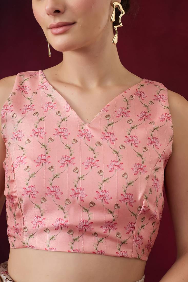Floral printed silk blend ready to wear saree