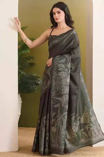 Floral printed art silk ready to wear saree