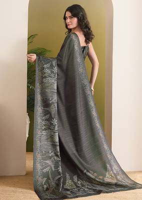 Floral printed art silk ready to wear saree 3