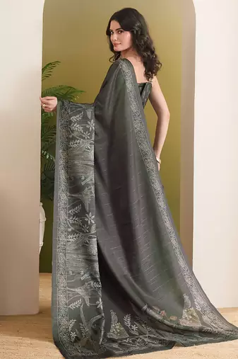 Floral printed art silk ready to wear saree