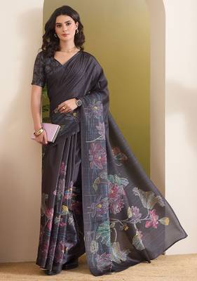 Floral printed silk blend ready to wear saree 1
