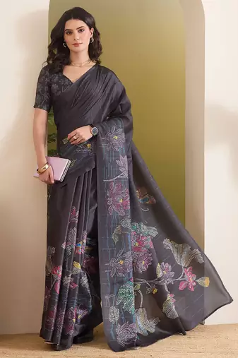 Floral printed silk blend ready to wear saree