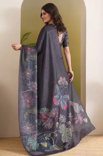 Floral printed silk blend ready to wear saree