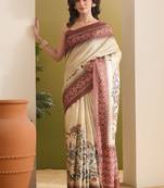 Kalamkari printed silk blend ready to wear saree