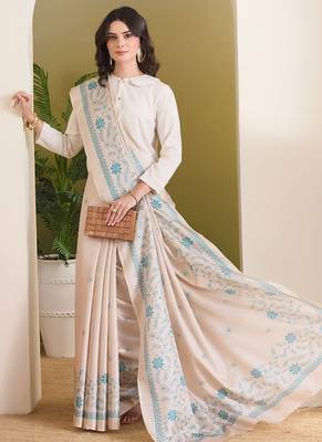 Floral printed silk blend ready to wear saree 1