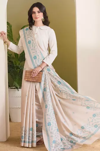 Floral printed silk blend ready to wear saree