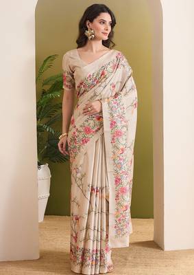 Floral printed silk blend ready to wear saree 1