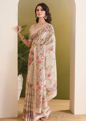 Floral printed silk blend ready to wear saree 2