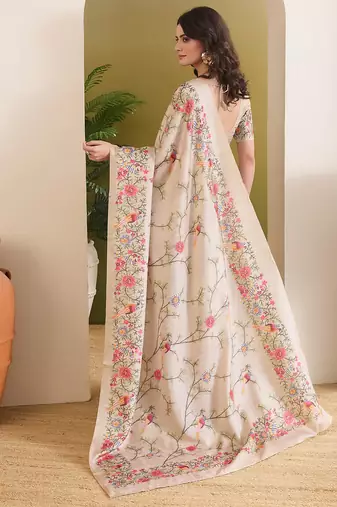 Floral printed silk blend ready to wear saree